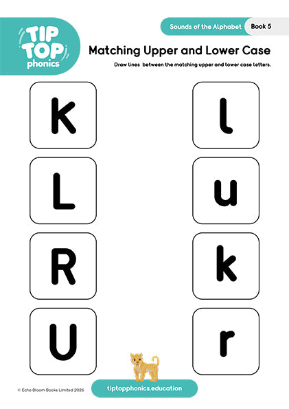 Worksheets for Sounds of the Alphabet: k l r u (Book 5 - Lug the Log)
